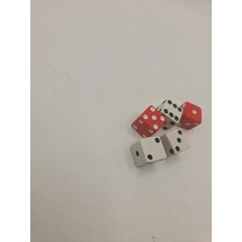 Lot of 5 RISK Dice (3 Red & 2 White) 1993 Edition Game Replacement Parts Pieces